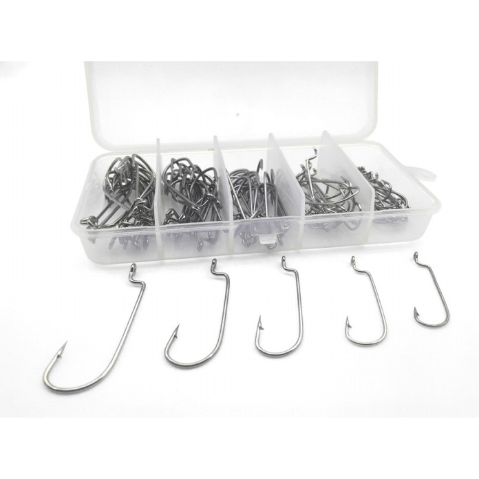 Hộp 100 Lưỡi Câu Bằng Thép Các Bon Mềm 3 / 0#-2#