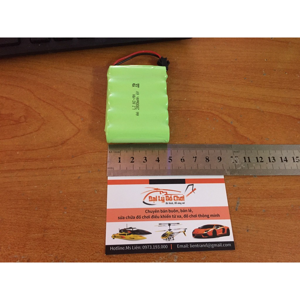 Pin sạc 6v dung lượng lớn 2800mAh chân sm, châm cắm dăm, càng cua đen