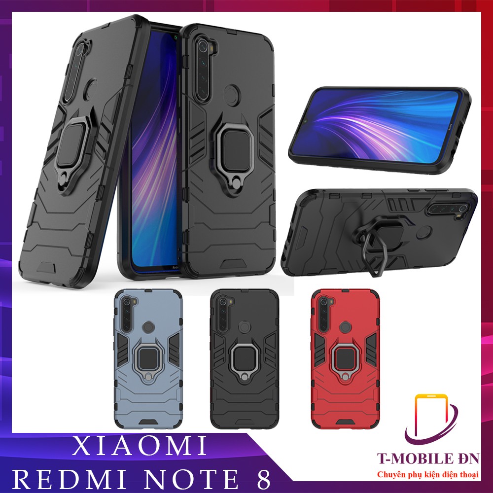 Ốp lưng Xiaomi Redmi Note 8 iron man chống sốc kèm nhẫn iring chống xem video bảo vệ camera