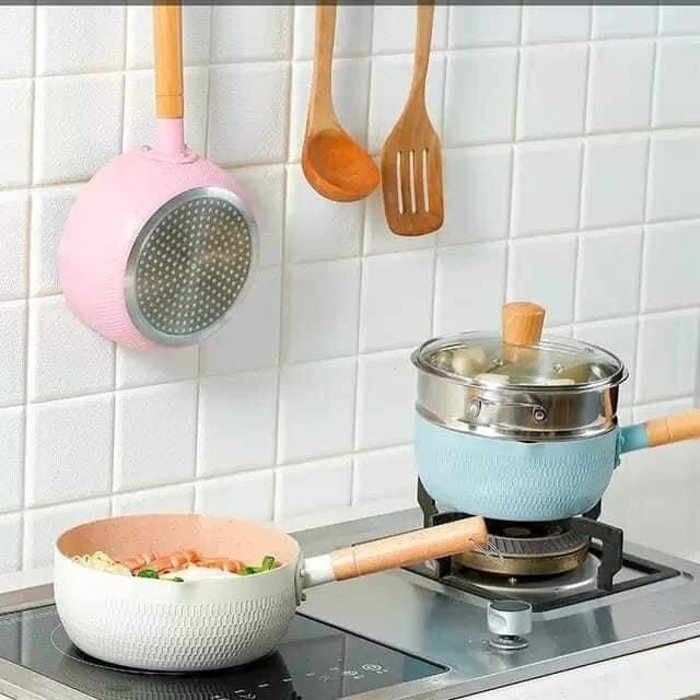 [Vua nhà bếp] Chảo vân đá chống dính Ceramic sâu lòng 18Cm