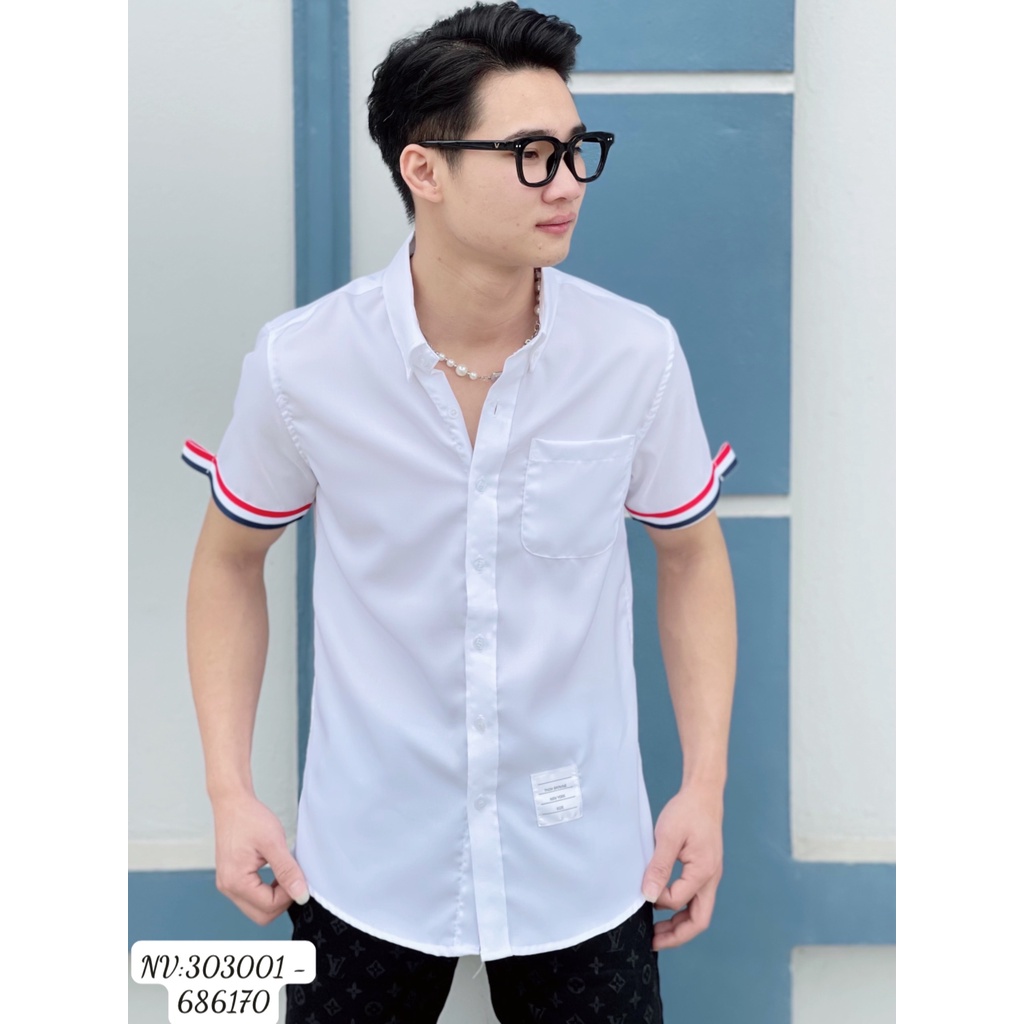 Áo Sơ Mi THOME Ngắn tay Hotrend nam nữ,vải lụa mềm mát ,chất cực đẹp.