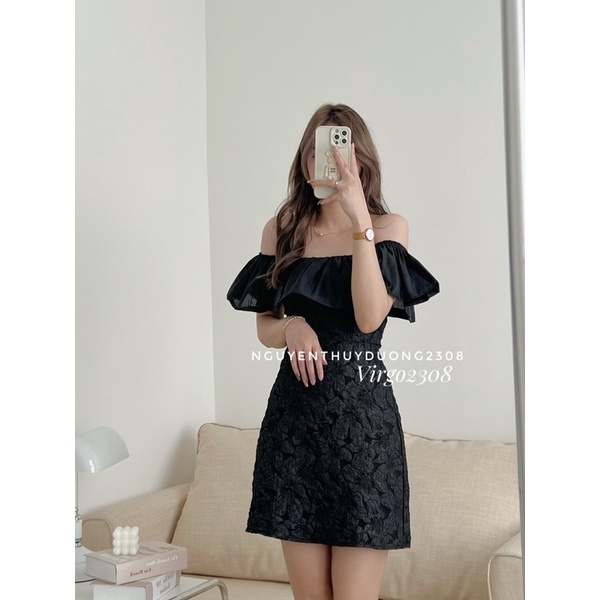 [HÀNG SẴN]VÁY GẤM TACTA TRỄ VAI VOAN TƠ”MISS DRESS” TIỂU THƯ