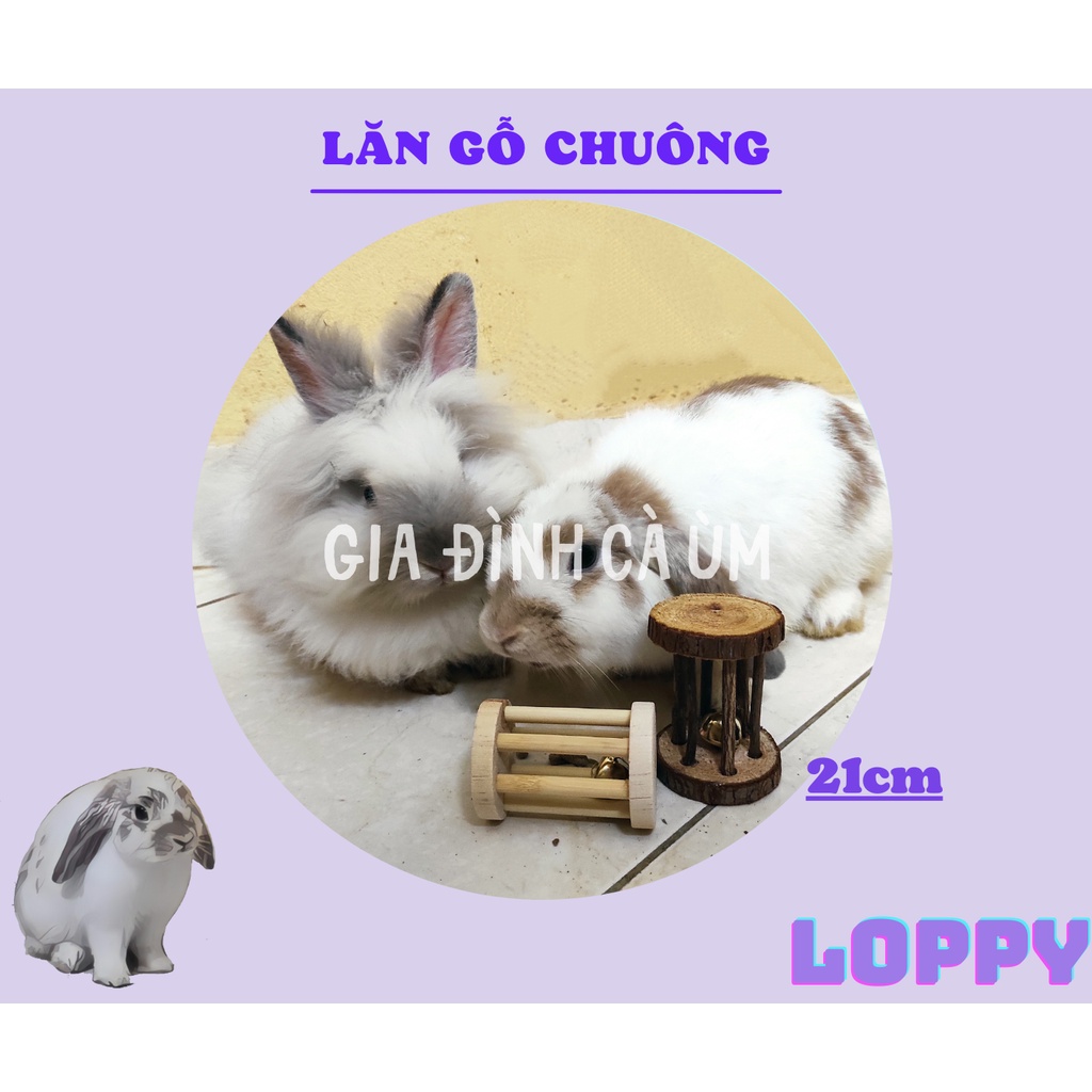 Lăn gỗ chuông - đồ chơi dành cho thỏ/chuột/sóc