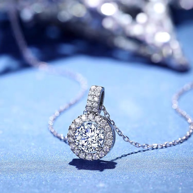 Vòng cổ xương quai xanh mặt Moissanite 925 1 carat quà tặng sinh nhật