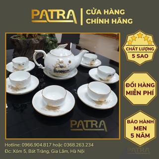 Bộ ấm chén uống trà cao cấp , bộ ấm trà bát tràng - thuận buồm xuôi gió