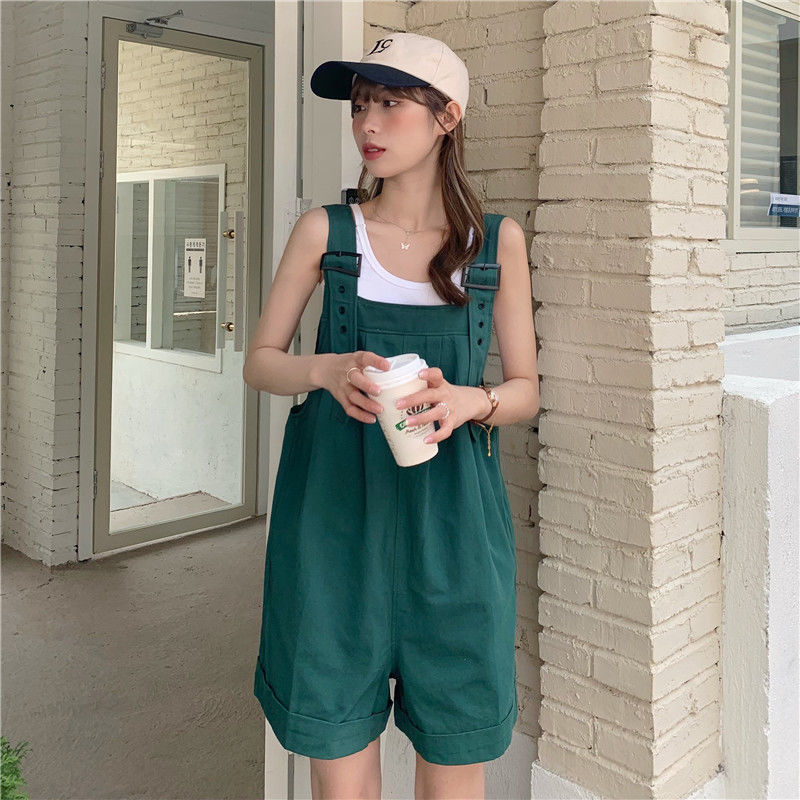 Yunyun Clothing Home ~ Summer 2021 Korean Version New Versatile Loose Tooling Pants + Two Piece Solid Color Top[delivery Within 15 Days ]