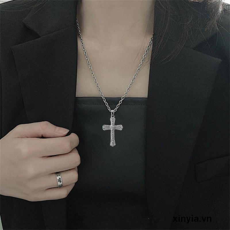 Vòng cổ Mặt Hình Thánh Giá Đính Đá Phong Cách Retro Sang Trọng Cho Nam Nữ