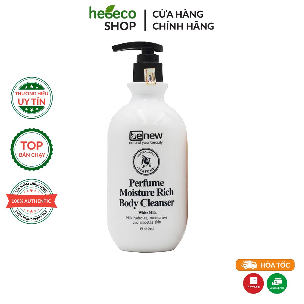 SỮA TẮM NƯỚC HOA TRẮNG DA VÀ DƯỠNG ẨM  BENEW PERFUME MOISTURE RICH BODY CLEANSER WHITE MILK 450ML - HÀN QUỐC CHÍNH HÃNG