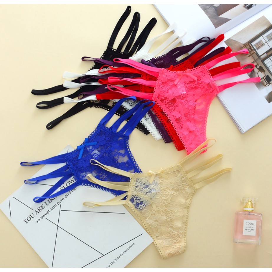 Quần lọt khe ren nữ sexy có 3 dây hong cao cấp, trẻ trung, thoải mái, thoát mát  Anna Shop
