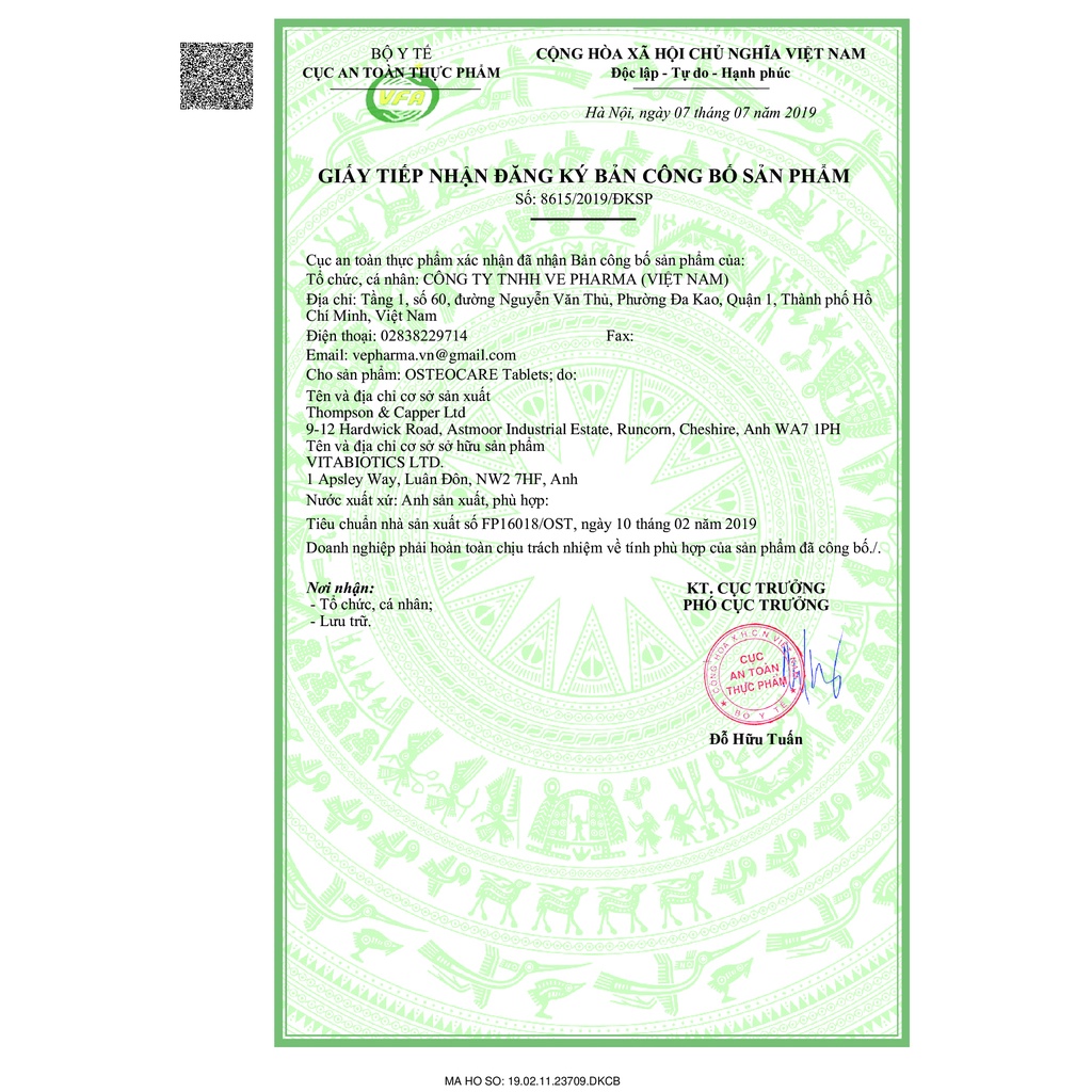 Osteocare - Viên uống bổ sung canxi, kẽm, hỗ trợ xương chắc khỏe Hộp 30 viên