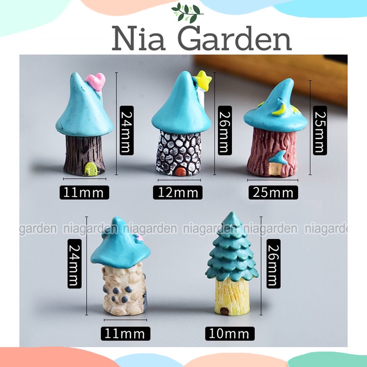 Mô hình trang trí nhà cây tiểu cảnh mini decor chậu cây vườn terrarium hồ cá Nia Garden N5