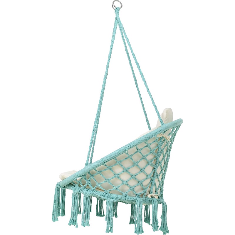Xích đu thư giãn Swing Cotton kinh bắc Mầu Xanh Ngọc siêu chất 2021 macrame đã bao gồm cần treo