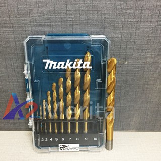 Bộ 10 mũi khoan kim loại Hss-Tin 1-10mm Makita D-72849