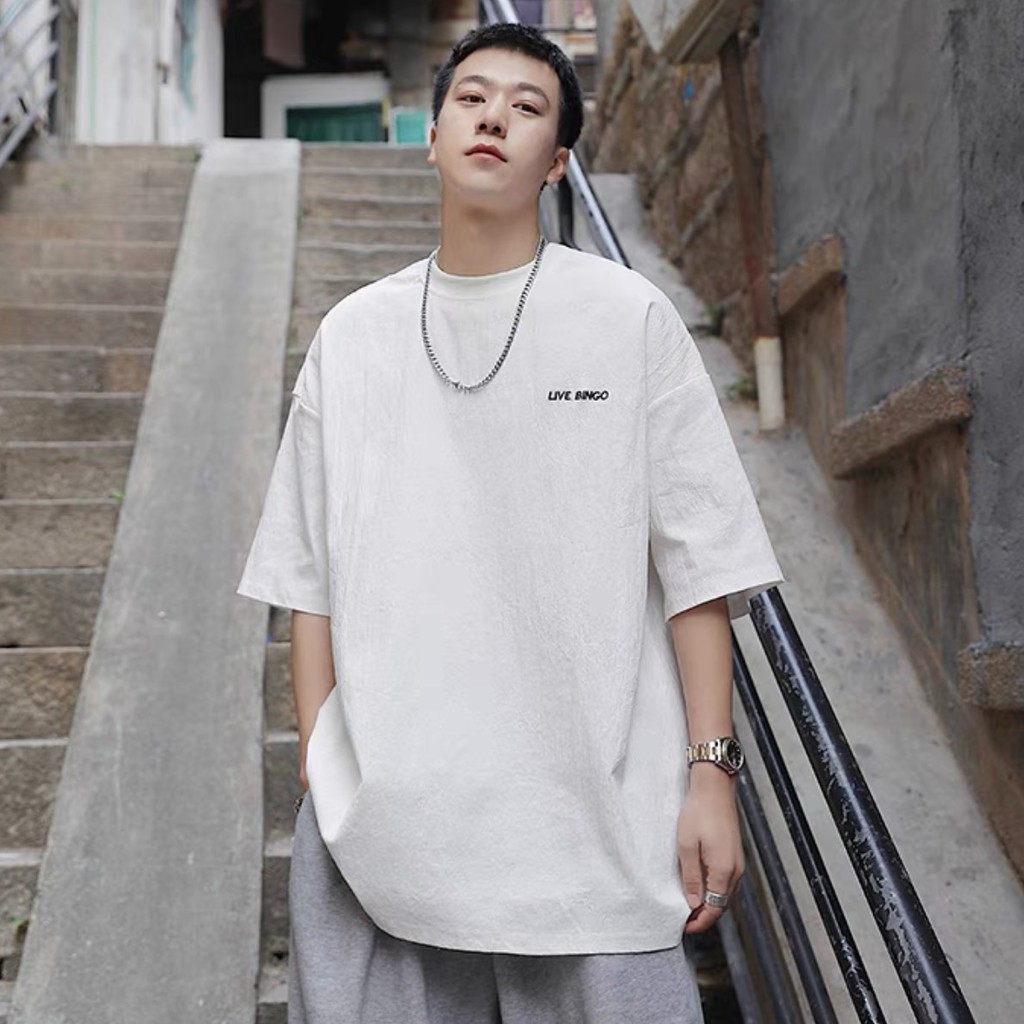 Áo thun nam nữ unisex in chữ LIVE BINGGO tay lỡ dáng rộng cổ tròn phong cách Hàn Quốc trẻ trung YiiL AT12 | BigBuy360 - bigbuy360.vn