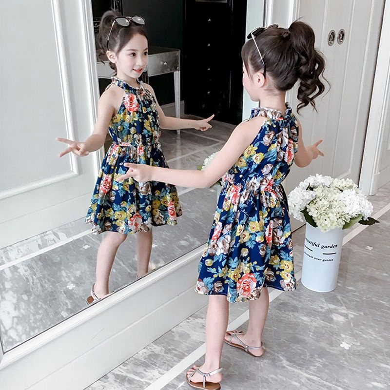 Girls' dress children's floral suspender dress summer dress 2021 new skirt little girl's pure cotton Princess Dress