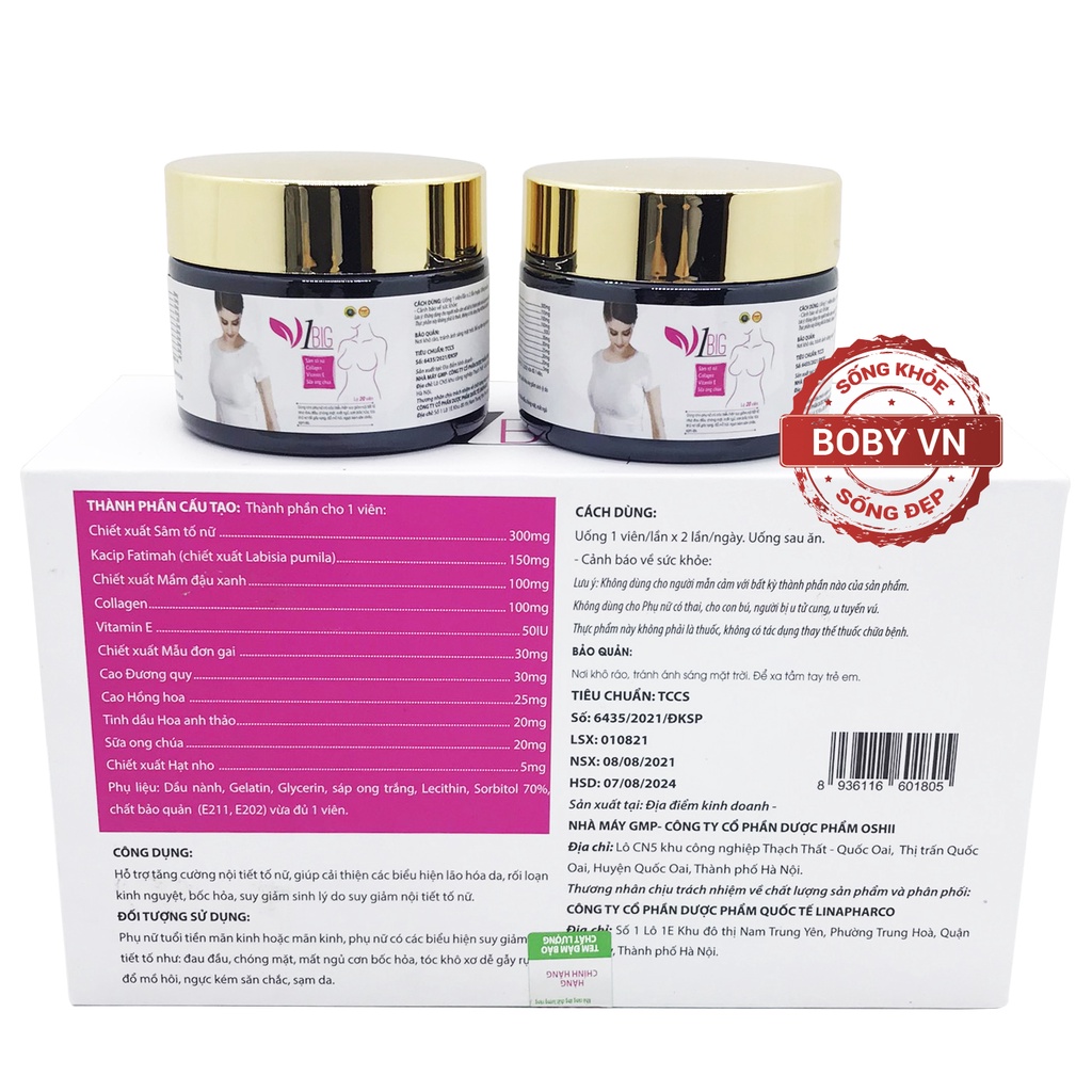 V1Big tăng cường nội tiết tố bổ sung collagen và vitamin E - Boby