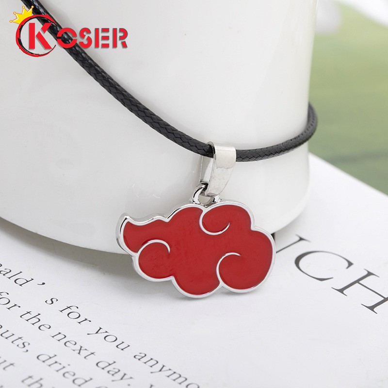 COSER KING 1 Pcs Japanese Anime Cosplay Naruto Akatsuki Organization Red Cloud Sign Metal Unisex Pendant Trendy Women Men Necklace