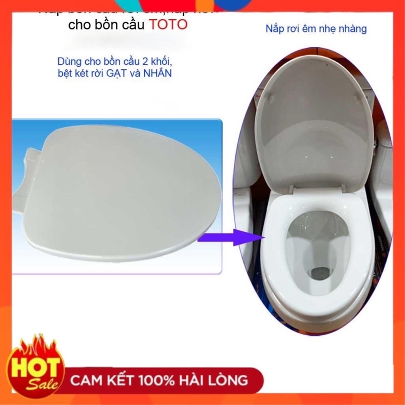 Nắp cho bàn cầu Toto  rơi êm, nắp hơi xí bệt 2 khối C300-C320-C325,, nhựa trắng dày-sáng bóng