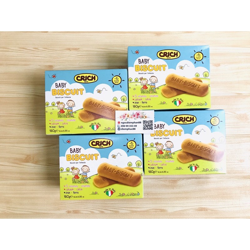 Bánh Ăn Dặm Ý Crich Baby Biscuit bé 6+ -  180 gram