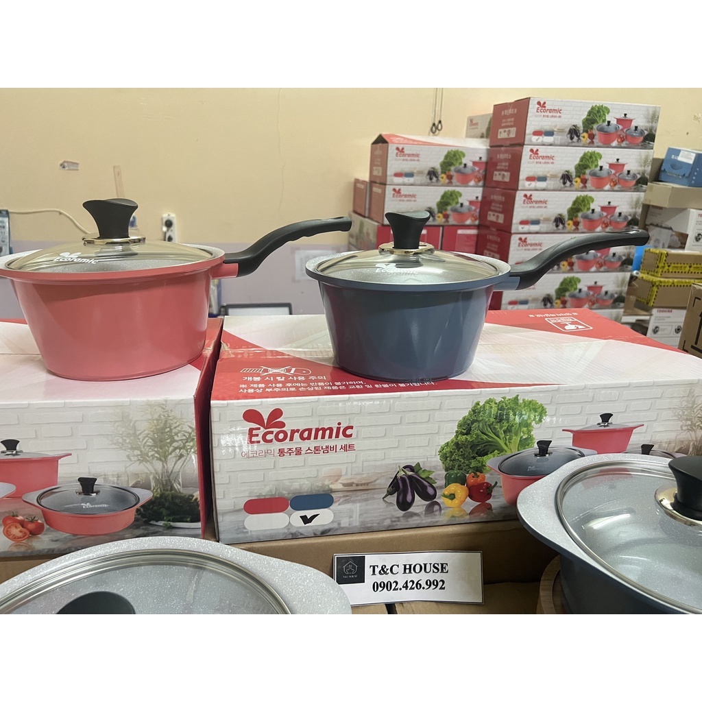 Nồi Đúc Chống Dính Đáy Từ Ecoramic Hàn Quốc 20CM 22CM 24CM