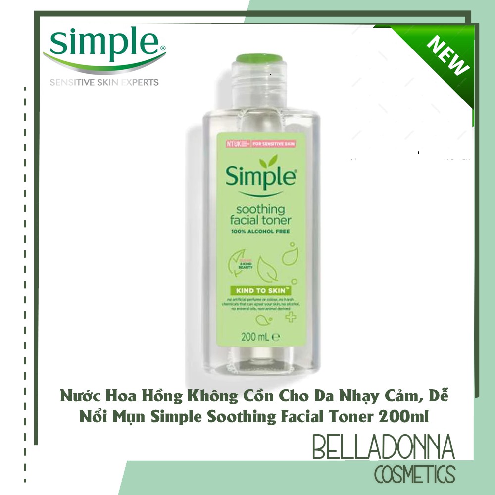 [Mẫu Mới] Nước Hoa Hồng Không Cồn Cho Da Nhạy Cảm Simple Kind To Skin Soothing Facial Toner 200ml