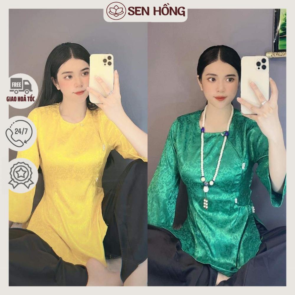 ÁO BÀ BA GẤM XINH # set Phật tử lụa vân hoa kiểu dáng cách tân có bán rời áo quần AB23