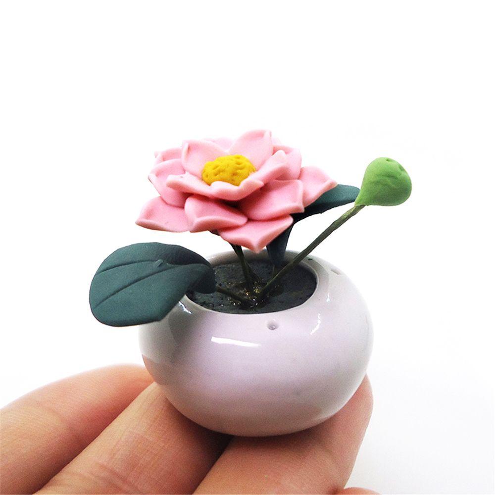 1 Bộ Chậu Hoa Sen Hồng Trang Trí Nhà Búp Bê 1: 12