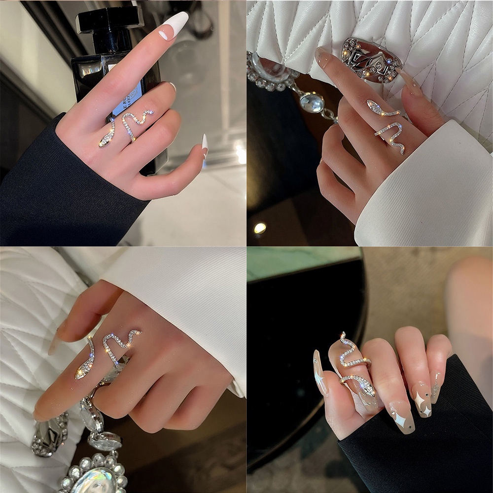Nhẫn Đeo Tay Kim Loại Hình Rắn Đính Đá Thời Trang Cho Nữ