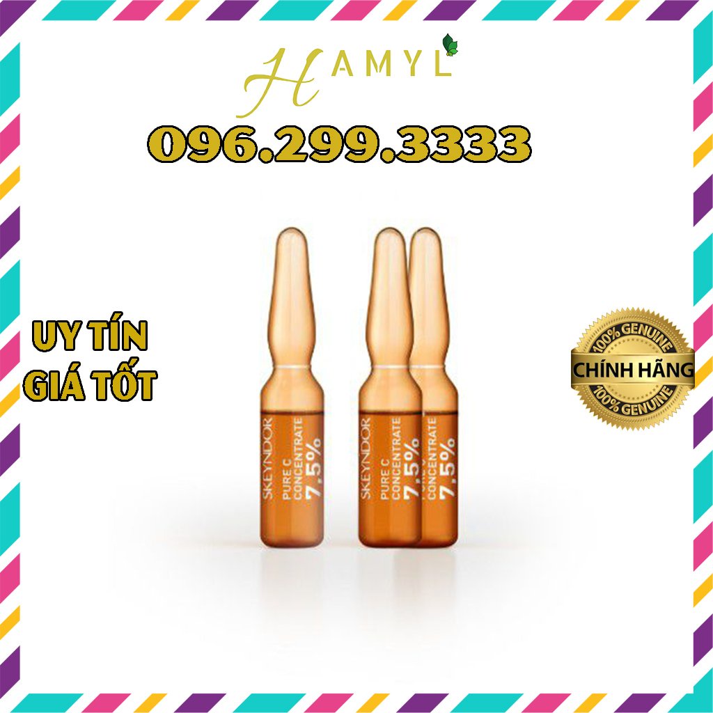 SKEYNDOR Power C+ Tinh chất vitamin C cô đặc làm trắng da, săn chắc da Pure C Concentrate 7,5%, hộp 14 ống x 1ml