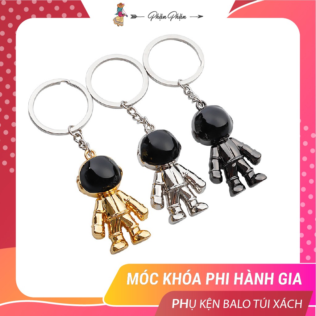 Móc khóa xe máy ô tô kim loại cao cấp mẫu Phi Hành Gia độc đáo phụ kiện thời trang balo túi xách dễ thương Phặn Phặn