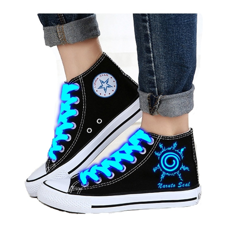 Giày Thể Thao Canvas Cổ Cao In Hình Naruto Dạ Quang Phong Cách Hàn Quốc Cho Nam Và Nữ