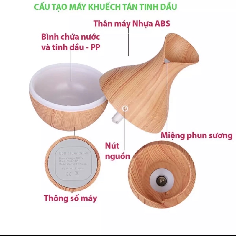 MÁY KHUẾCH TÁN TINH DẦU VÂN GỖ LỌ HOA