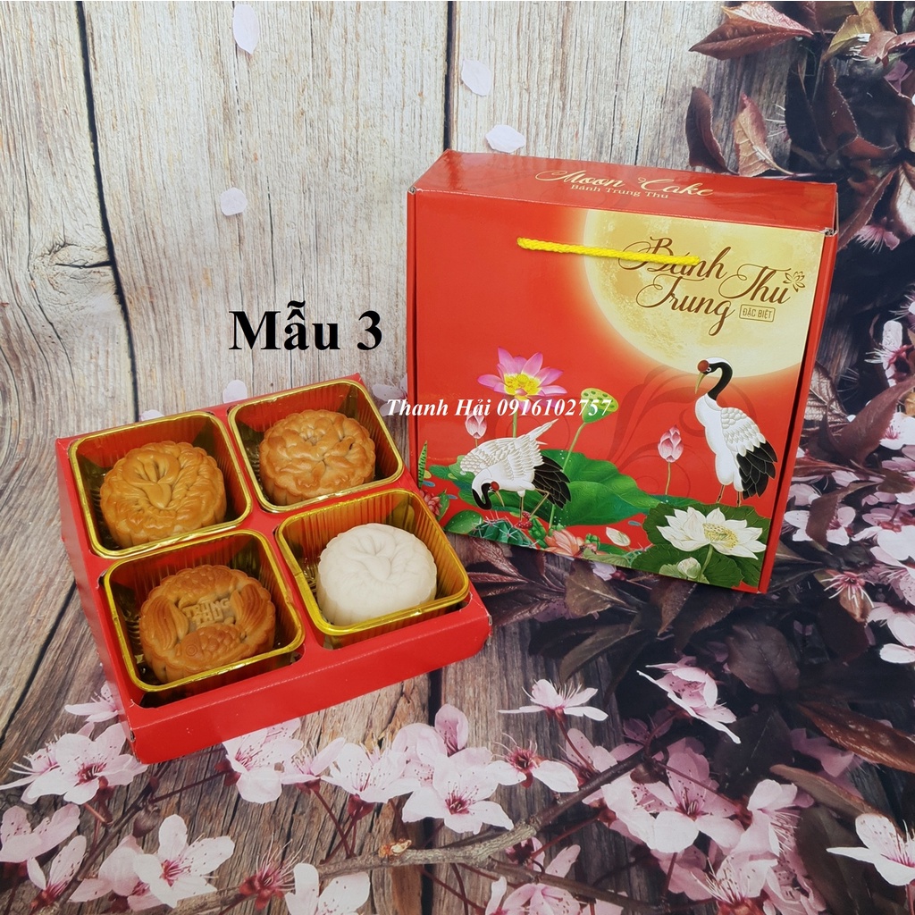Hộp Trung Thu 4 bánh kiểu VUÔNG - KHÔNG VÁCH NGĂN.