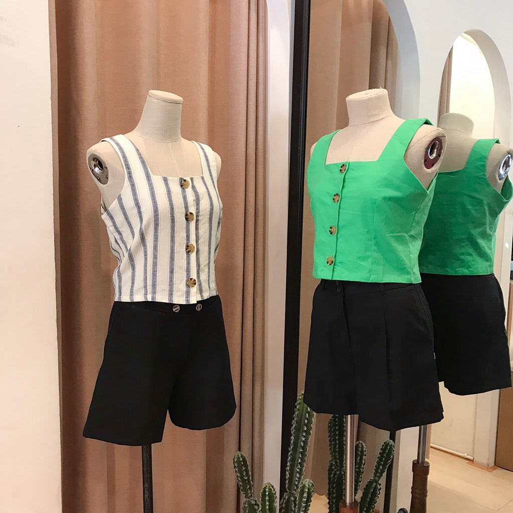 Áo HD PARIS crop nút dây bảng 2M