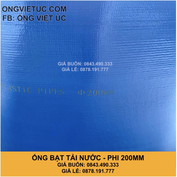 Ống bạt bơm tải nước Việt Úc Phi 200mm - Cuộn 20m - bạt cốt dù - bạt xanh - hàng chính hãng AHT