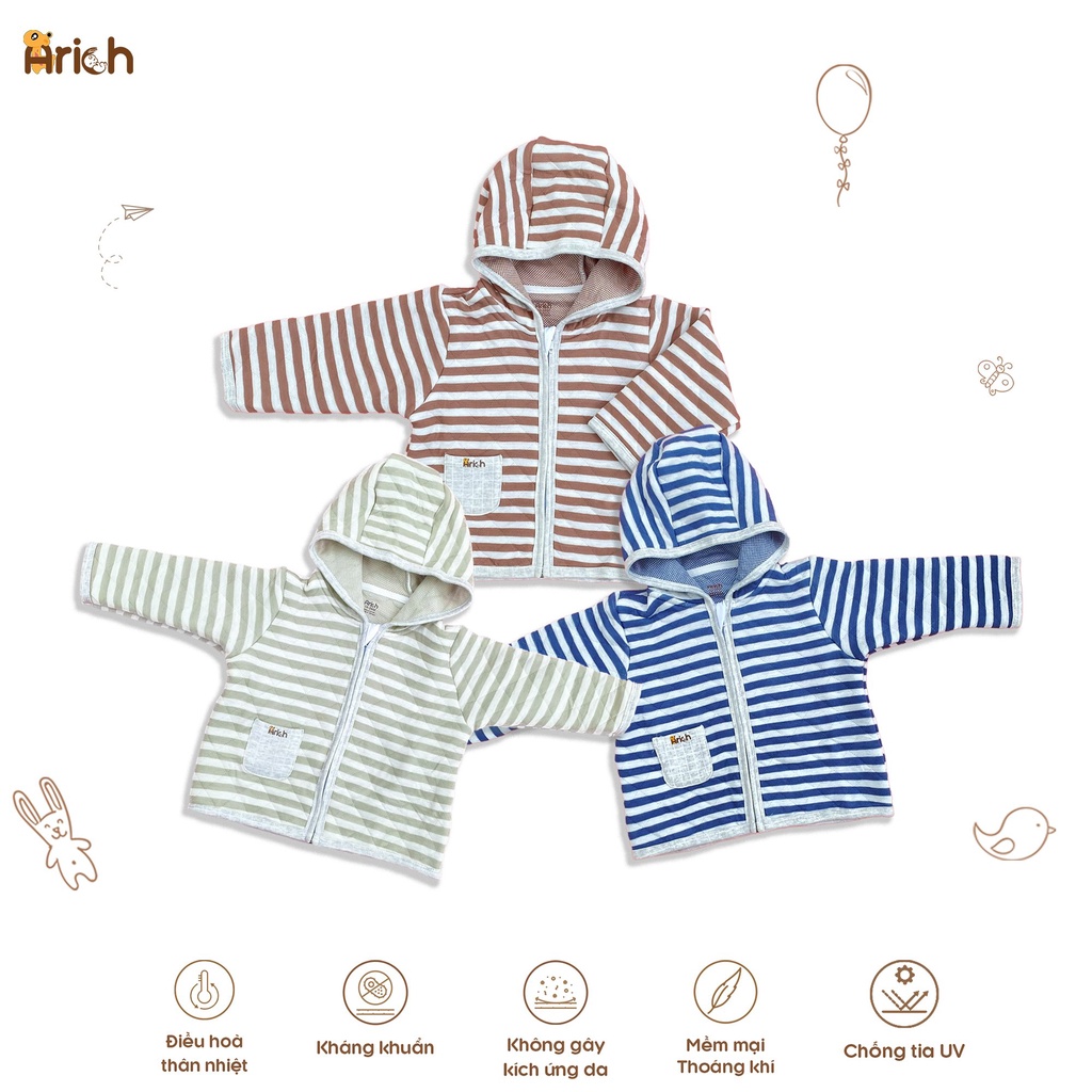 ÁO KHOÁC THU ĐÔNG VẢI SỢI TRE KHÔNG PHỐI SIZE 9M-4Y ARICH