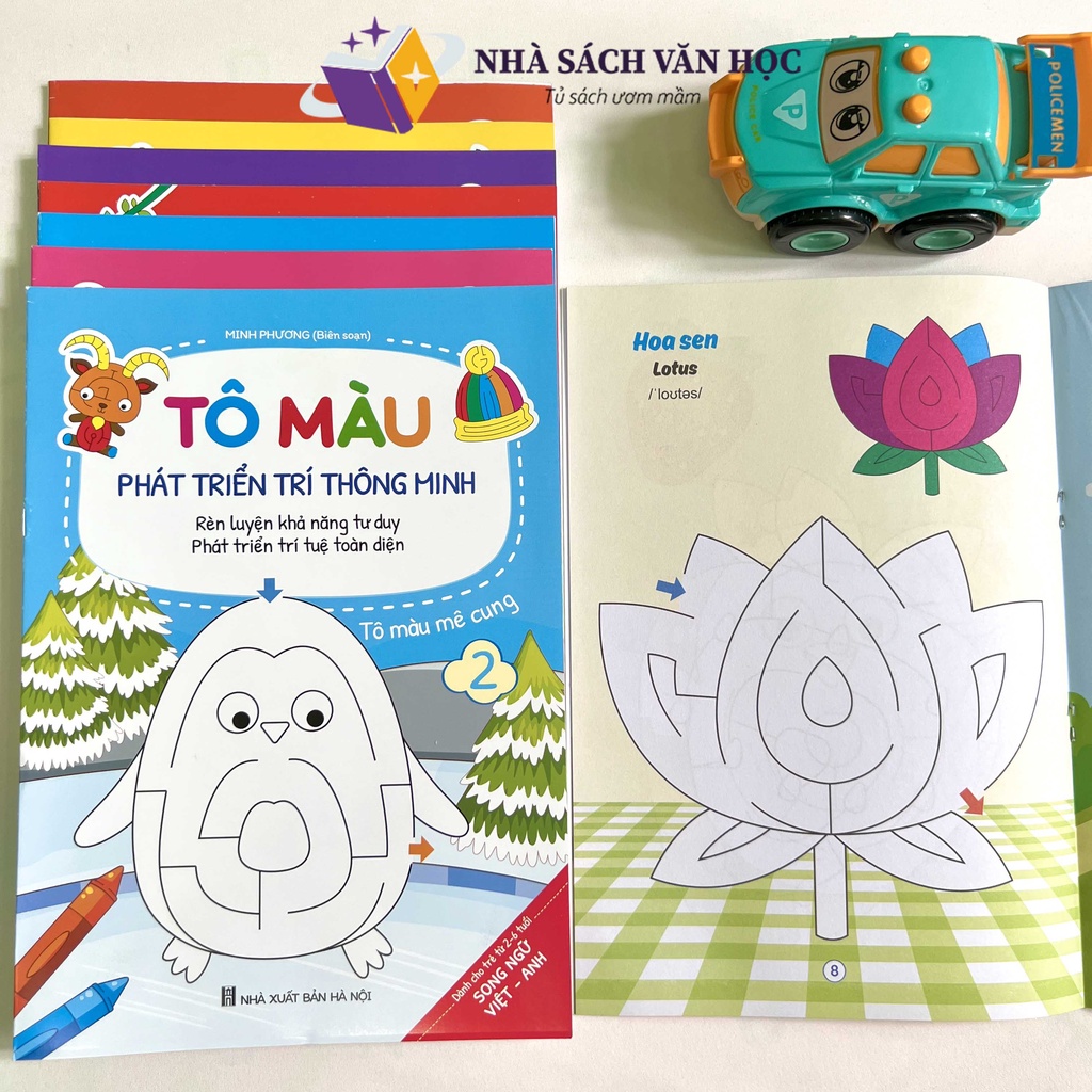 Sách - Tô Màu Phát Triển Trí Thông Minh Cho Bé Từ 2 - 6 Tuổi - 8 Quyển Tô Màu Song Ngữ Anh Việt