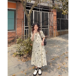 Váy babydoll be cộc tay hoa hồng đen