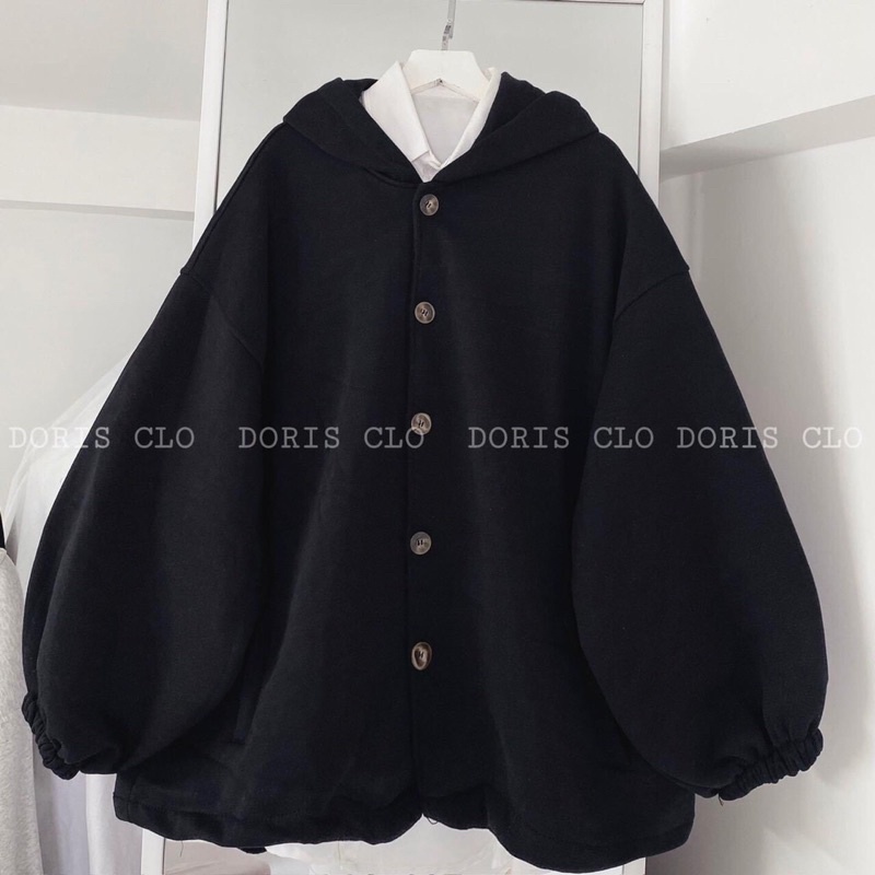 Áo Khoác Nỉ Kéo Khoá Form Rộng Nút Gài Ulzzang Unisex Hot Hit
