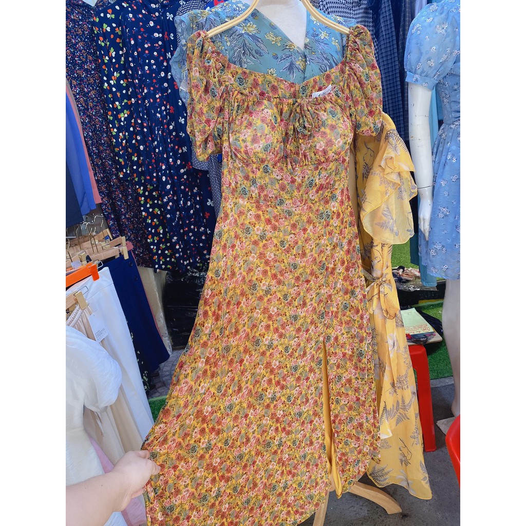 [Mã FATHANG5 giảm 10K đơn 50K] Váy hoa nhí chất chéo thái tay bồng xẻ vạt đùi,Đầm hoa nhí vintage 3 màu chất đẹp | BigBuy360 - bigbuy360.vn