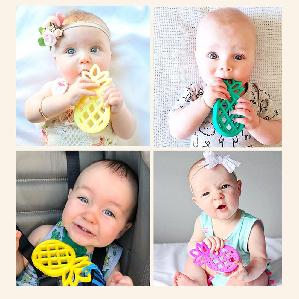 Silicone Pineapple Teether Pendent DIY Teething Baby Safe Pram Toy Pacifier Clip