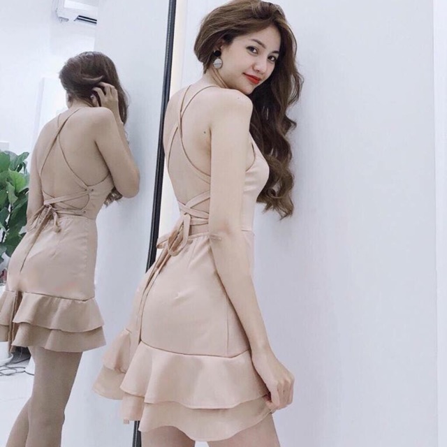 VÁY NUDE CUT-OUT ĐAN DÂY LƯNG