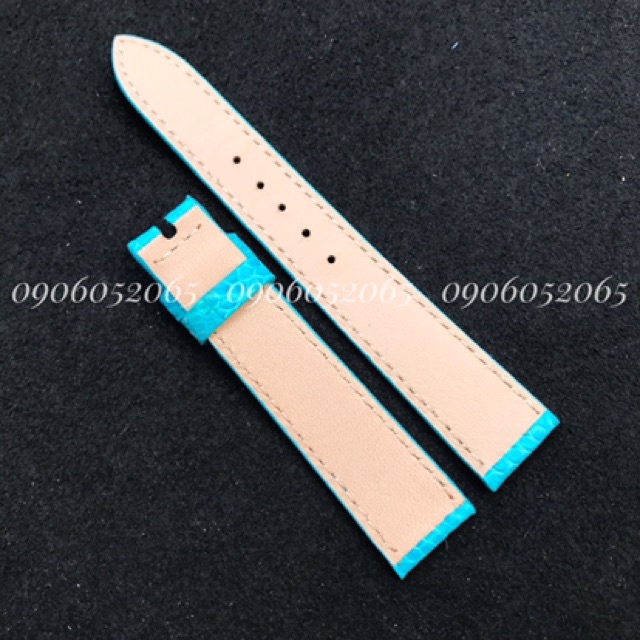DÂY ĐỒNG HỒ DA ĐÀ DIỂU MÀU XANH NGỌC các size từ 10mm- 20mm