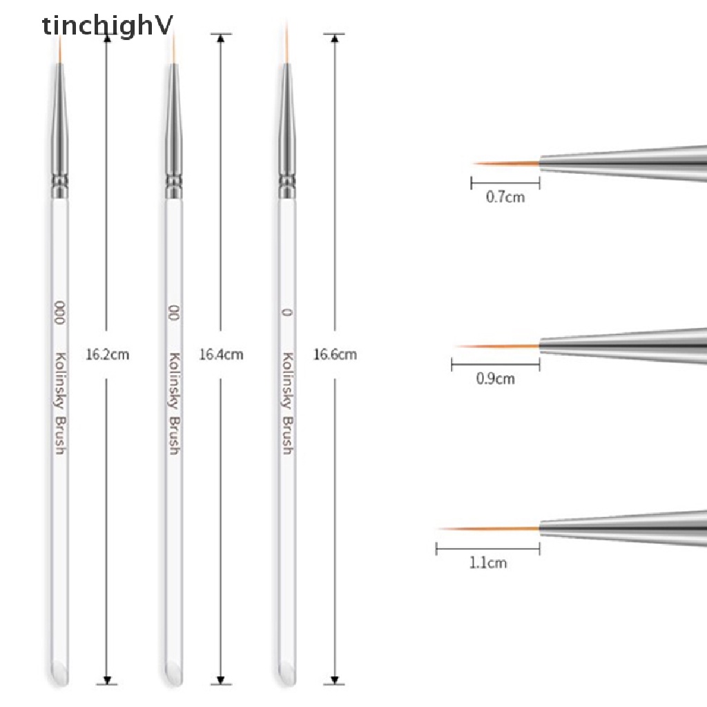 Set 3 Bút Vẽ Móng Nghệ Thuật Đường Kẻ Pha Lê Lấp Lánh