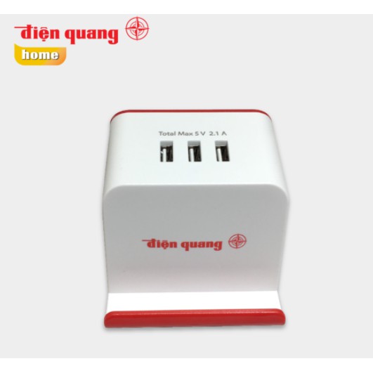 Ổ Cắm Điện Đa Năng Điện Quang 3 USB, 2 ổ cắm đa năng, dây 2m, mini, nhỏ gọn, để bàn ( ĐQ ESK 2WR 23-3U)