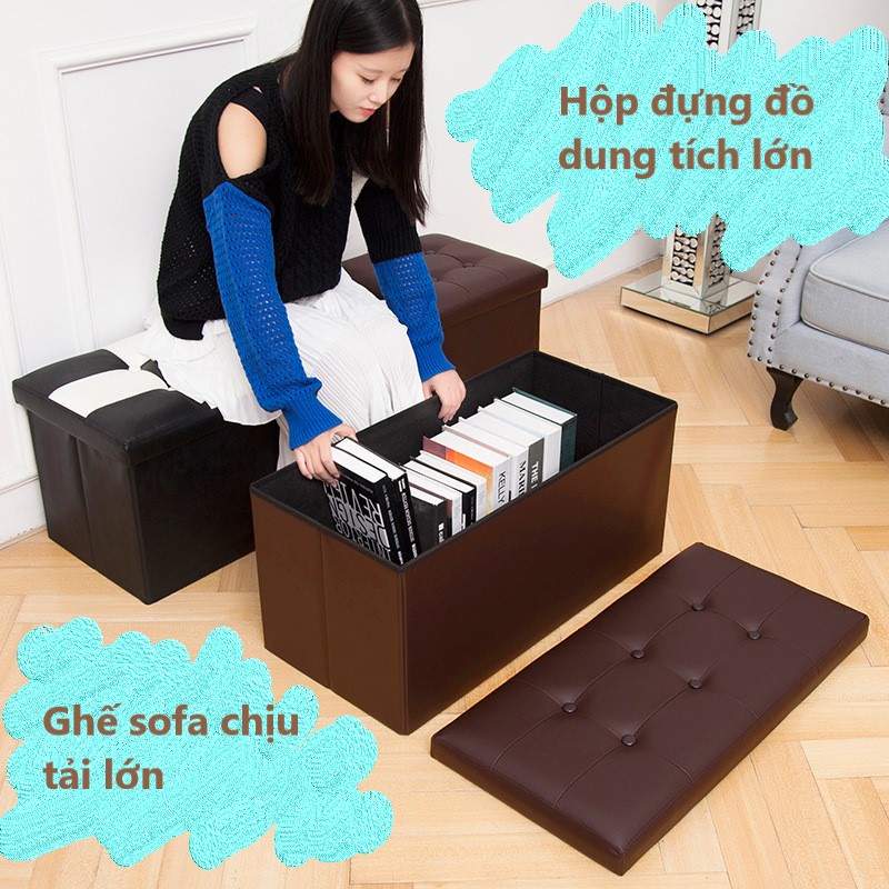 Ghế Hộp Đựng Đồ Đa Năng, Thùng Đựng Đồ Kiêm Ghế Ngồi - Cỡ Lớn 70x38x38cm - Khung Gỗ Nhân Tạo, Chịu Lực 150kg