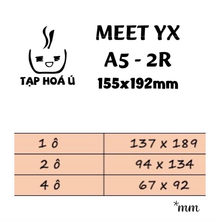 SHEET MEET YX DÙNG CHO BÌA A5 (2 CÒNG) - NHIỀU LOẠI