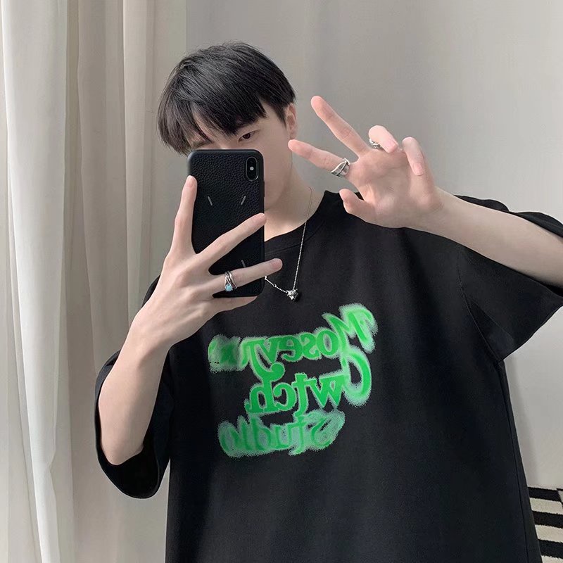 Áo Thun Dáng Rộng In Chữ Phong Cách Hip Hop Đường Phố Hàn Quốc Thời Trang Mùa Hè Cho Nam