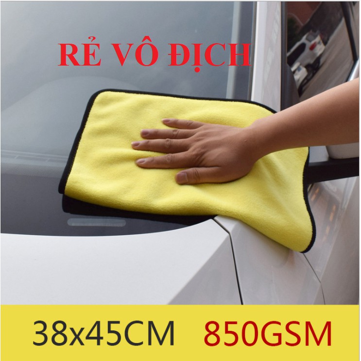 Khăn lau xe ô tô chuyên dụng microfiber 2 lớp 850GSM