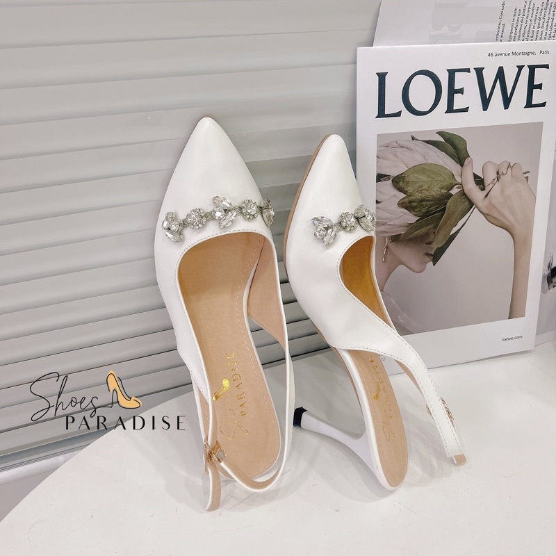 Giày cao gót nhọn mũi nhọn nữ 7p viền đá thời trang  Shoes Paradise L066